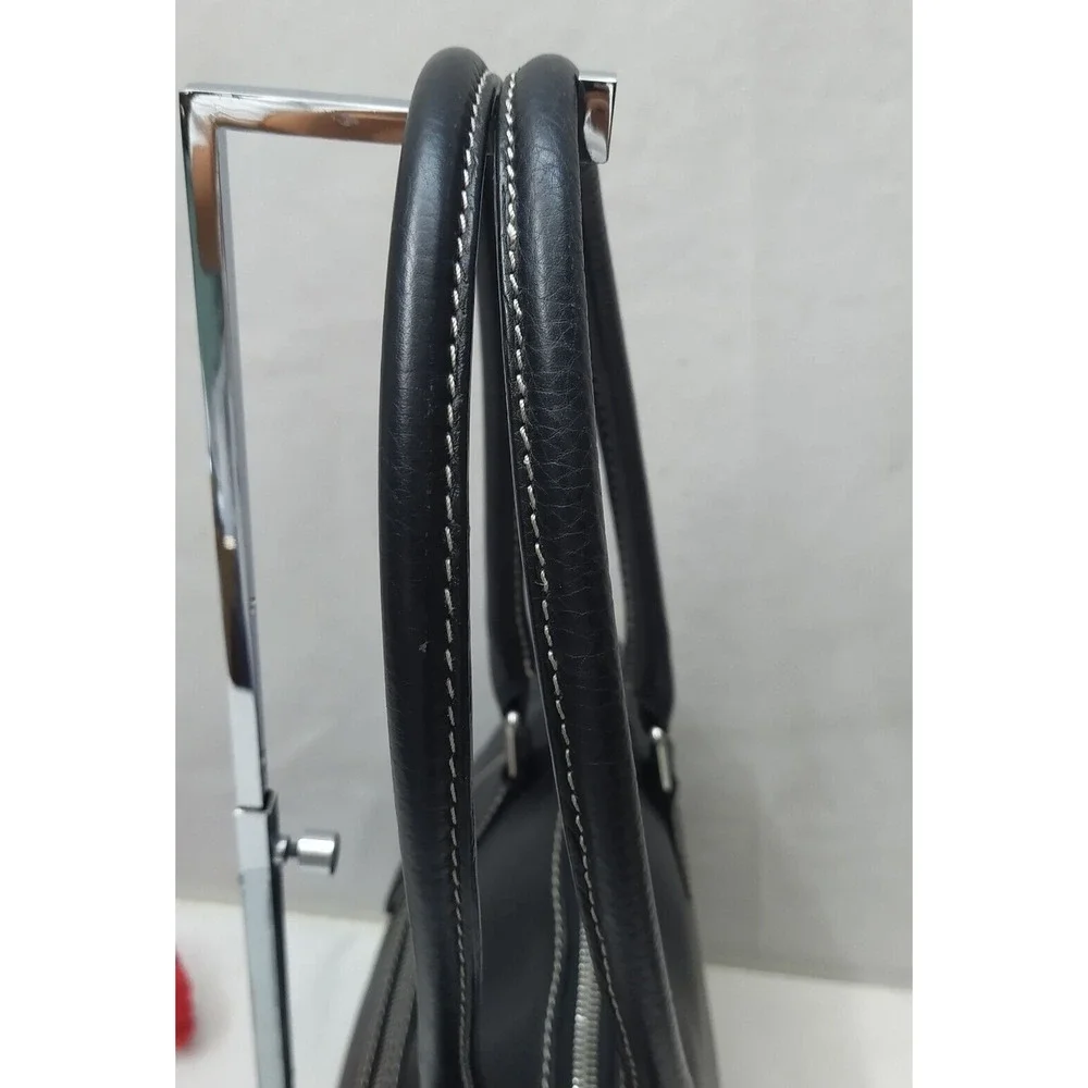 Dooney & Bourke Black Pebbled Leather Double Handles Zipper Satchel Shoulder Bag